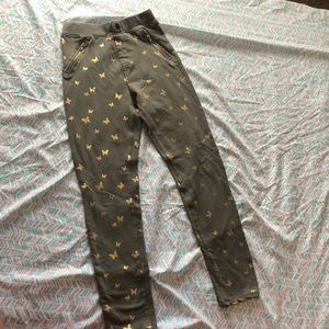 Girls Gold Butterfly Leggings